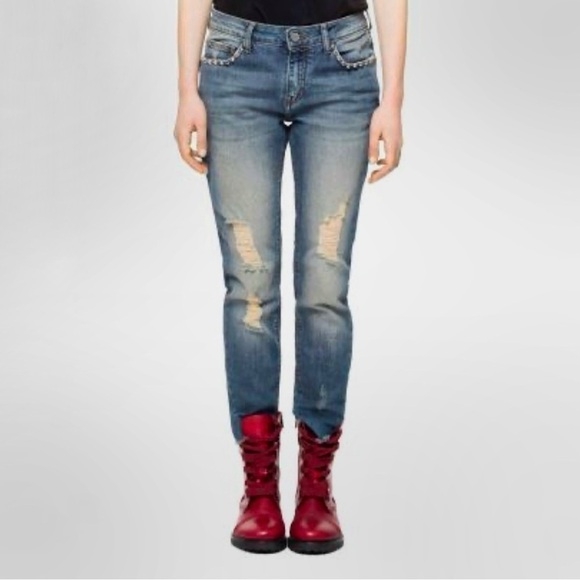 Zadig & Voltaire Eva Use Studded Pocket Distressed Slim Fit Jeans 28 - Picture 4 of 16